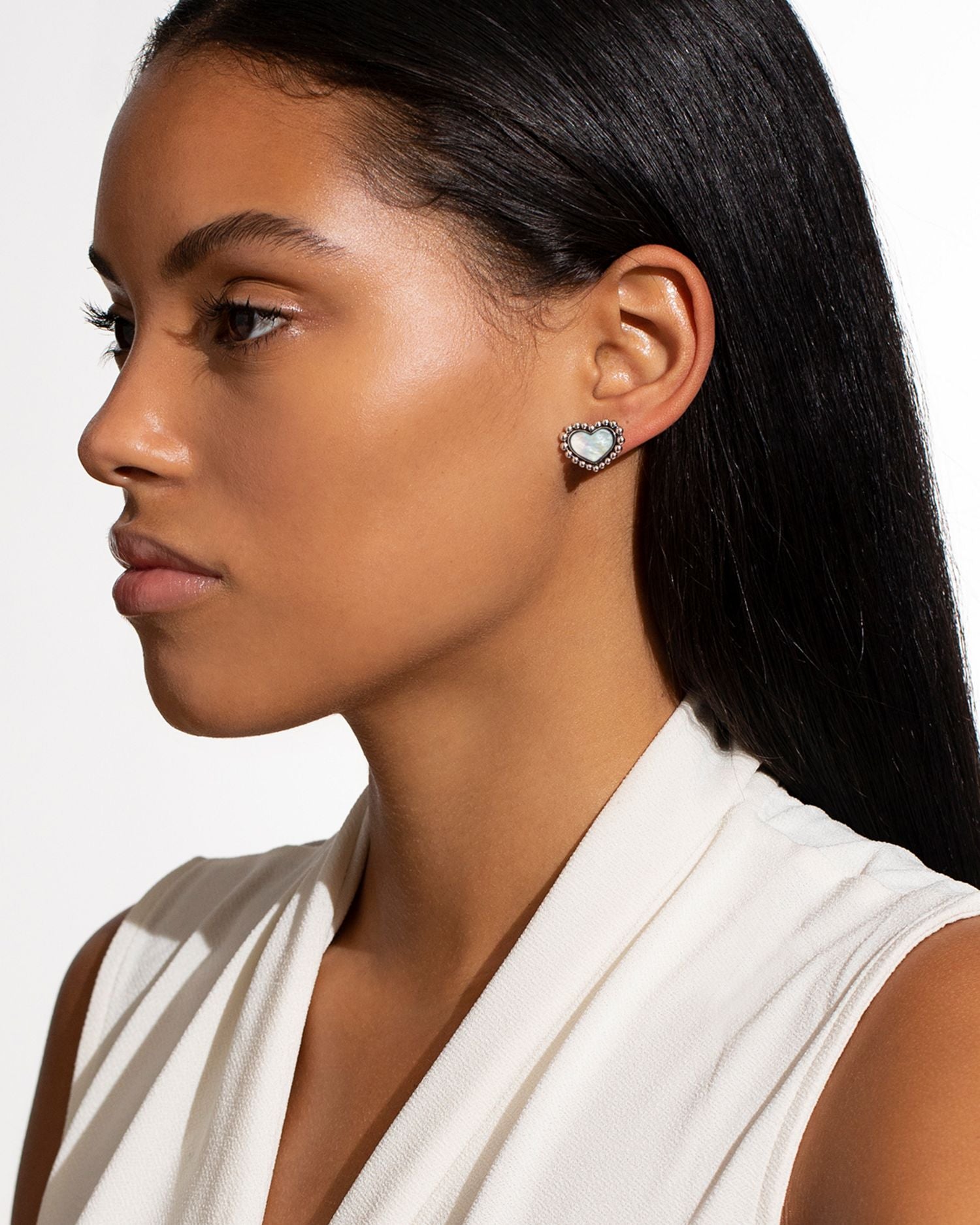 Sterling Silver Maya Mother of Pearl Inlay Stud Earrings