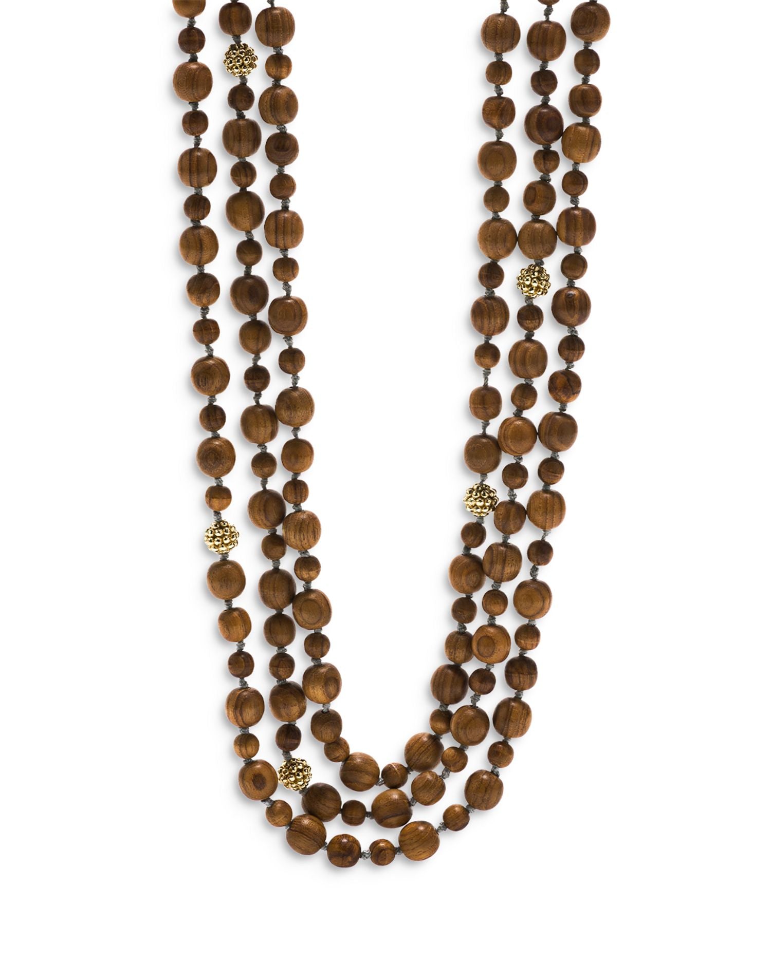 Earth Goddess Triple Strand Bead Necklace, 36"