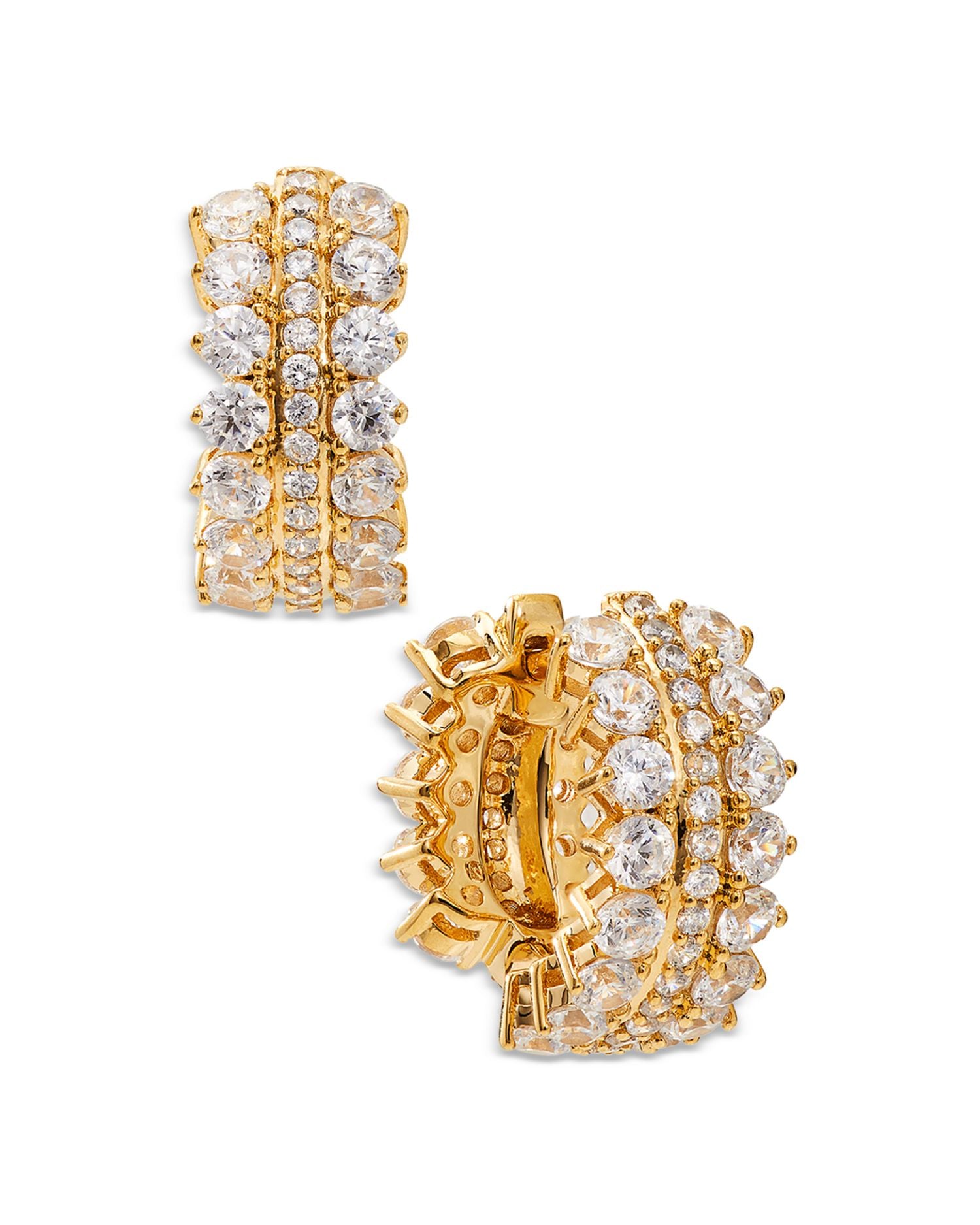 Leah Small Pave Huggie Hoop Earrings