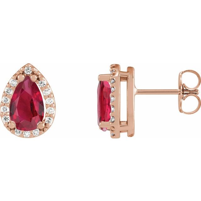 0.5Ct Lab-grown and Natural Diamond Halo Earrings in 14K Rose Gold