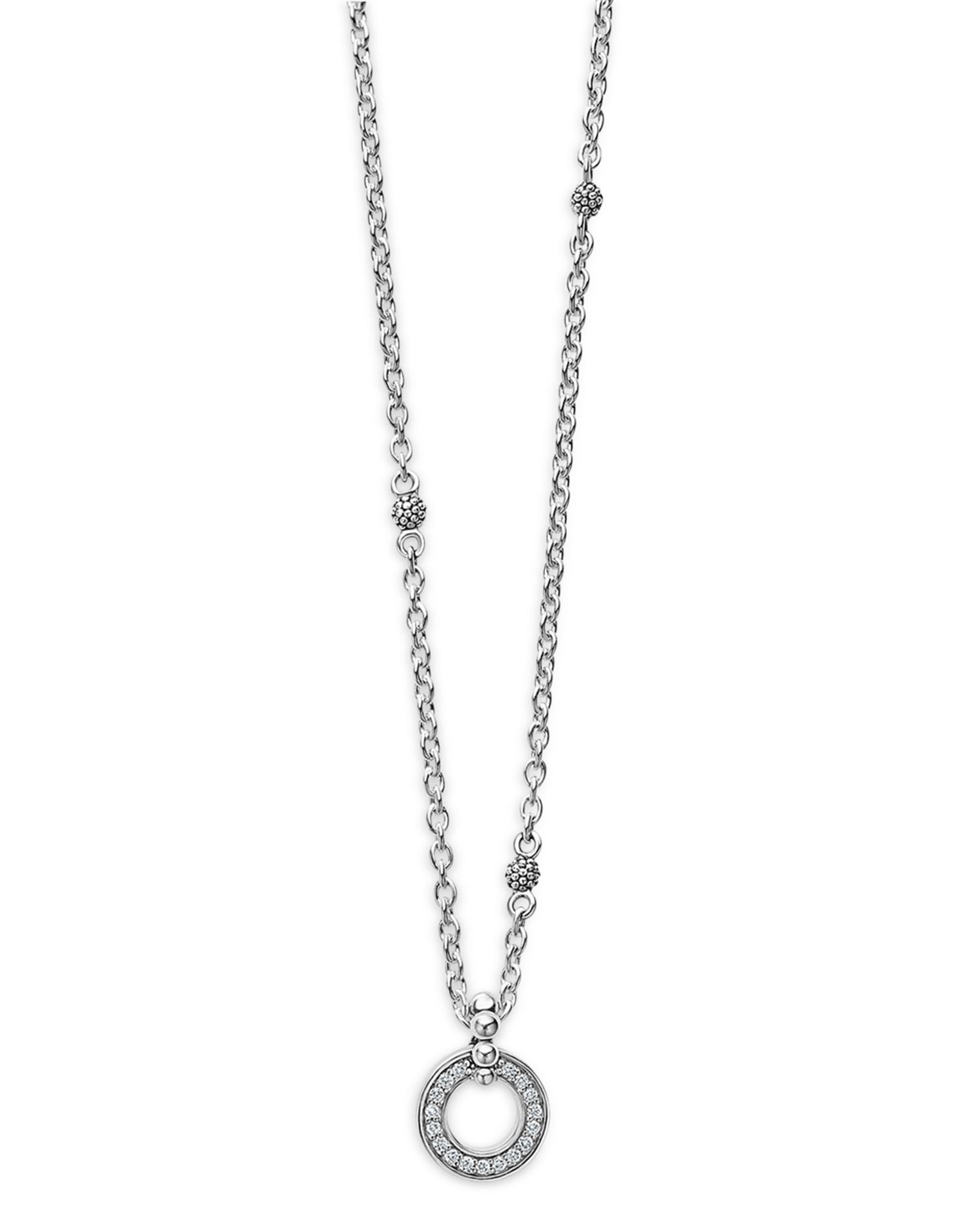 Sterling Silver Caviar Spark Diamond Pendant Necklace, 18'