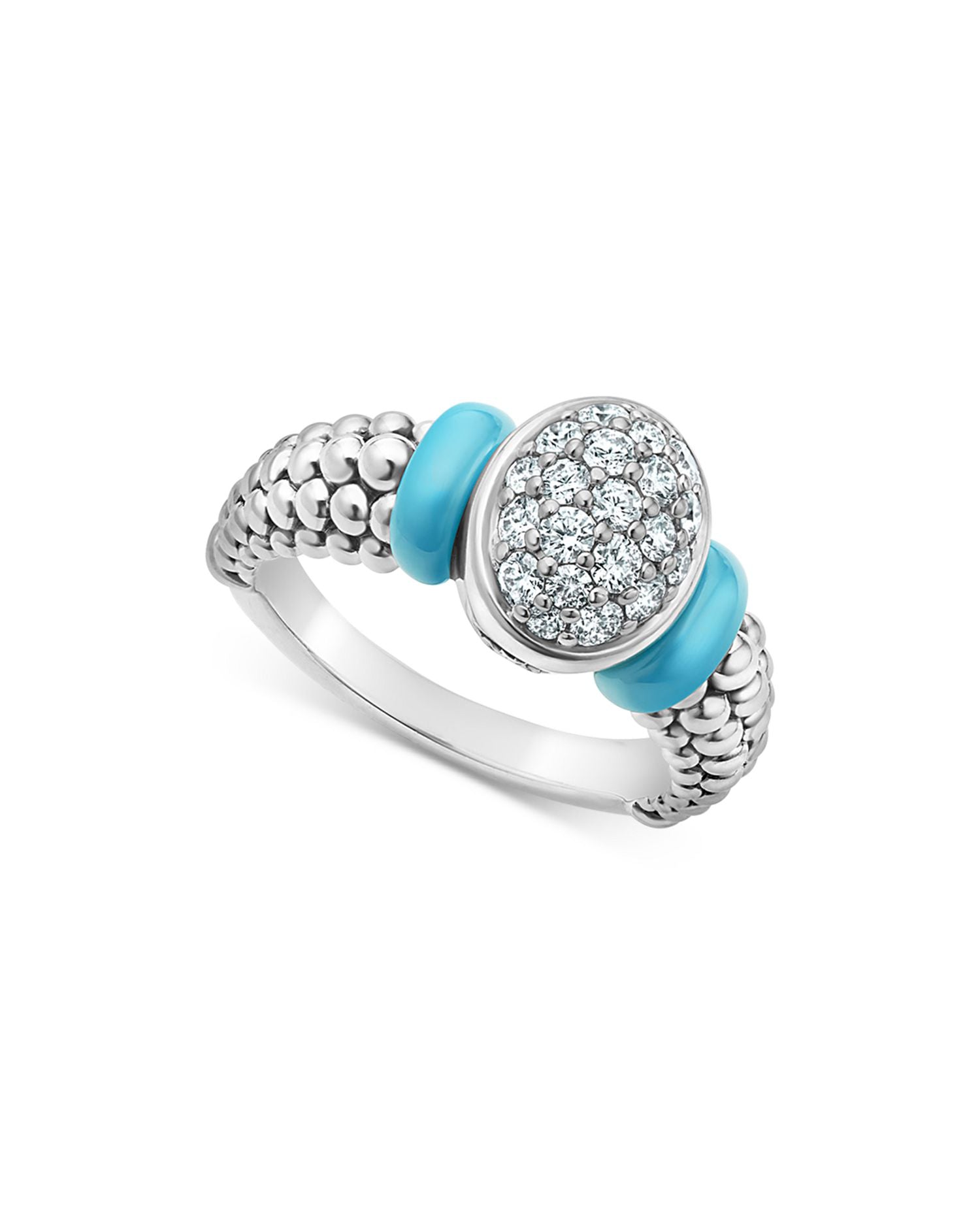 Blue Caviar & Diamond Sterling Silver Statement Ring