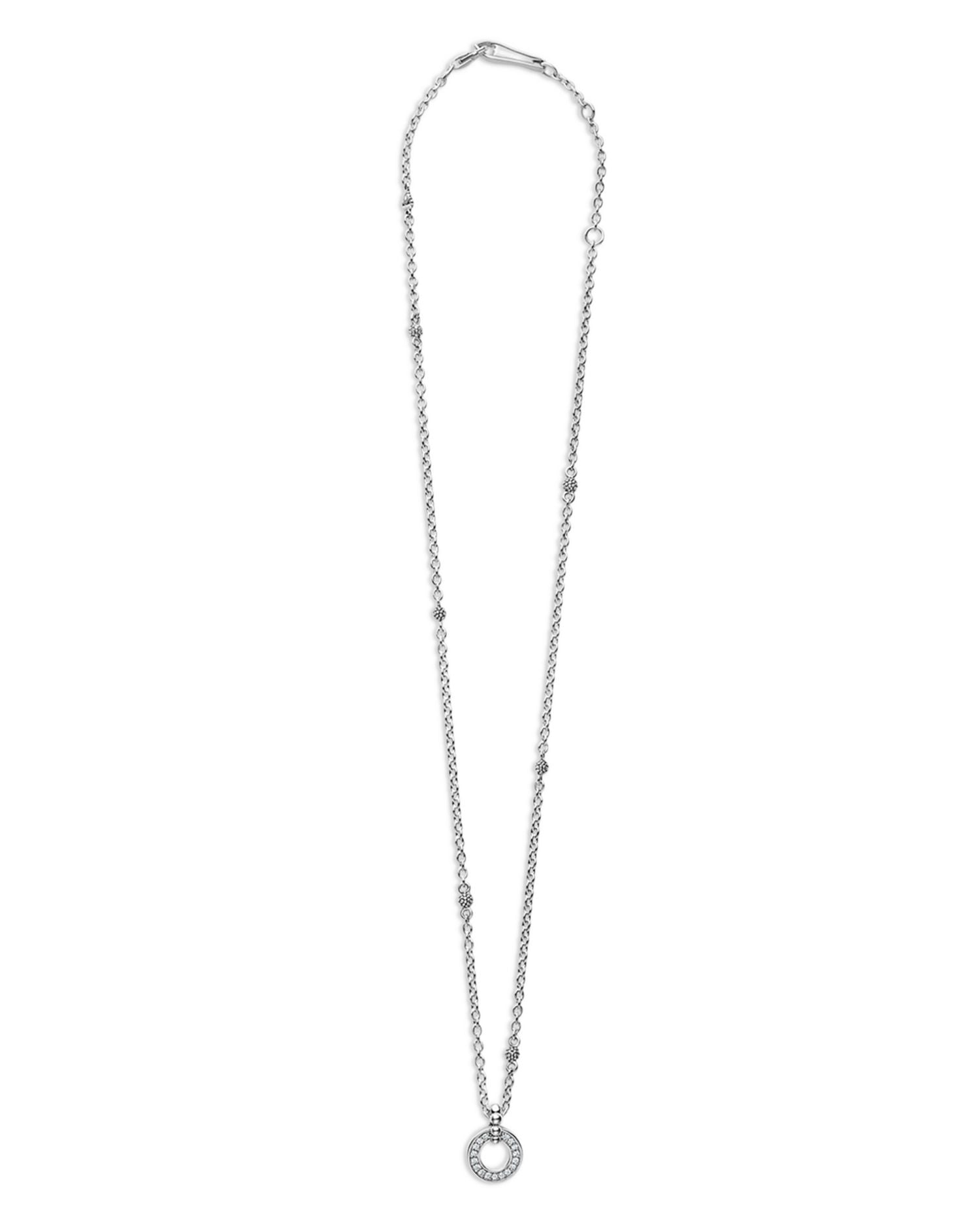 Sterling Silver Caviar Spark Diamond Pendant Necklace, 18'