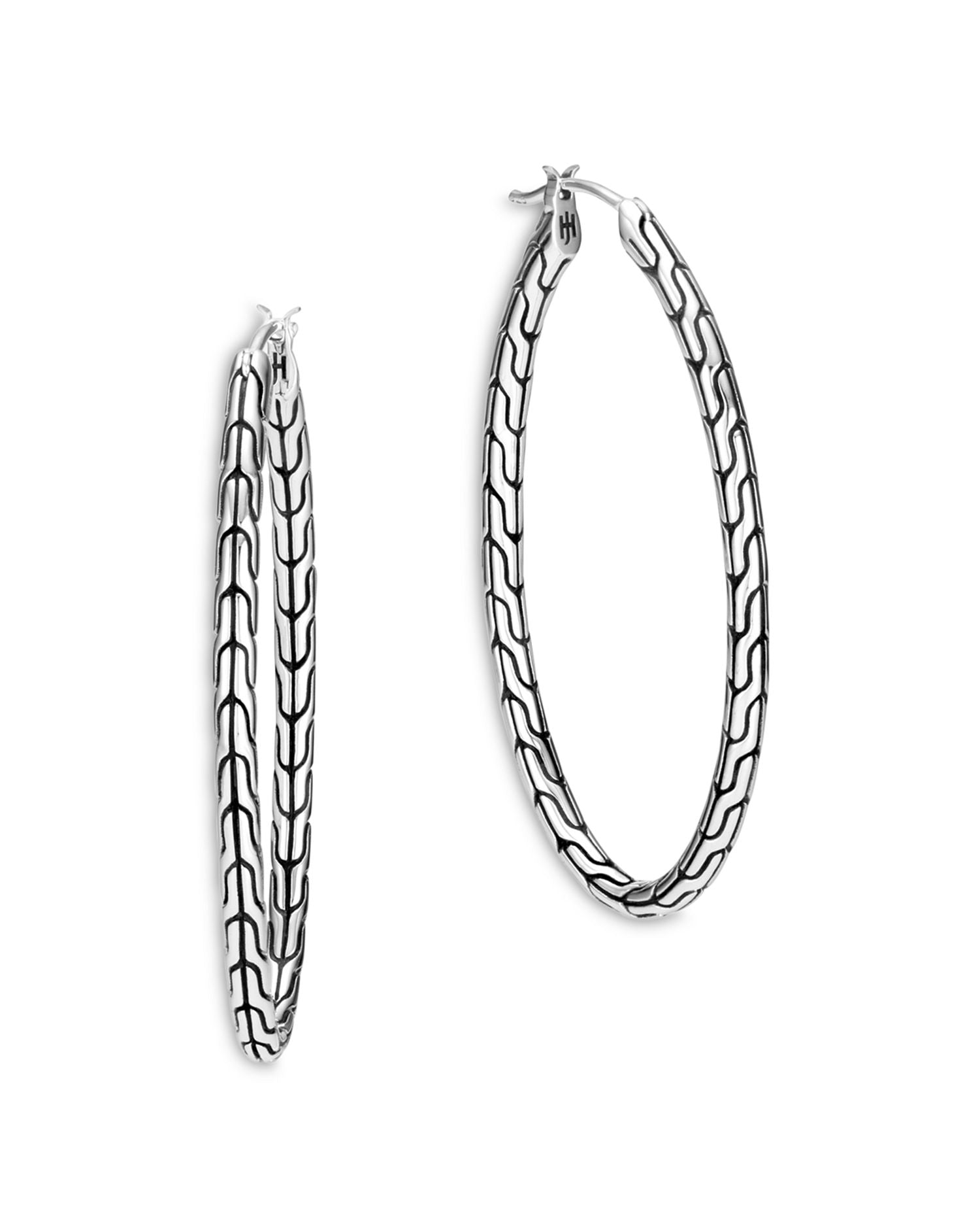 Sterling Silver Classic Chain Hoop Earrings
