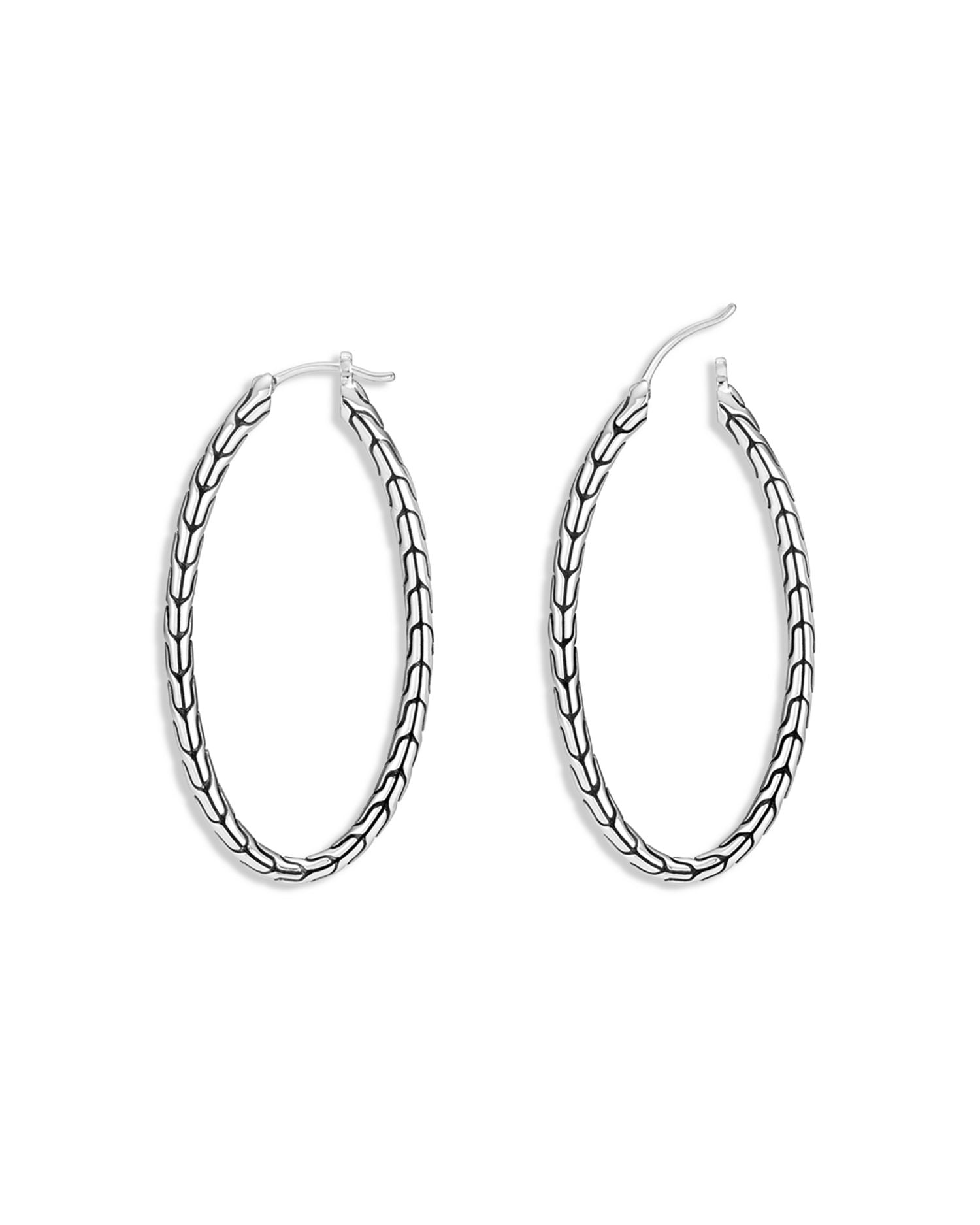Sterling Silver Classic Chain Hoop Earrings