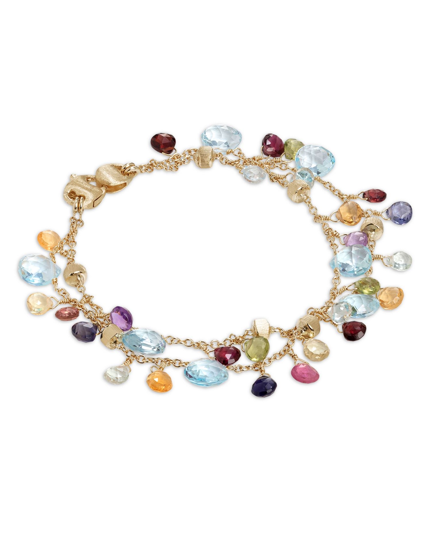 18K Yellow Gold Paradise Mixed Gemstone Two Strand Bracelet