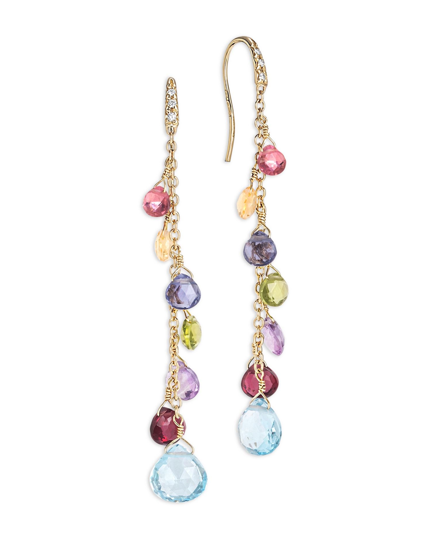 18K Yellow Gold Paradise Mixed Gemstone Drop Earrings