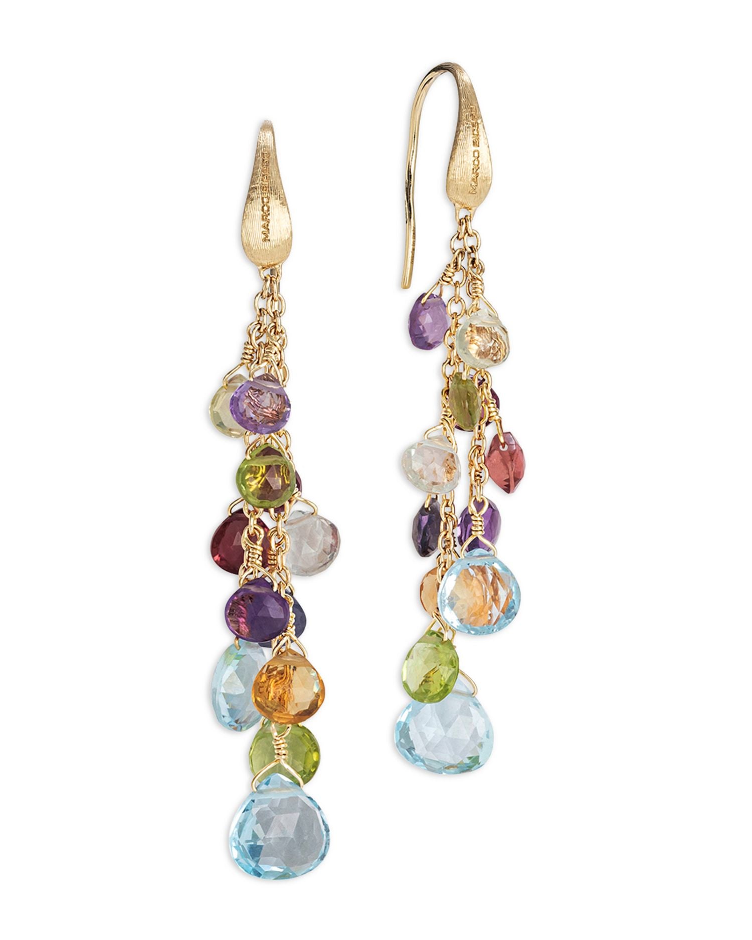 18K Yellow Gold Paradise Mixed Gemstone Drop Earrings