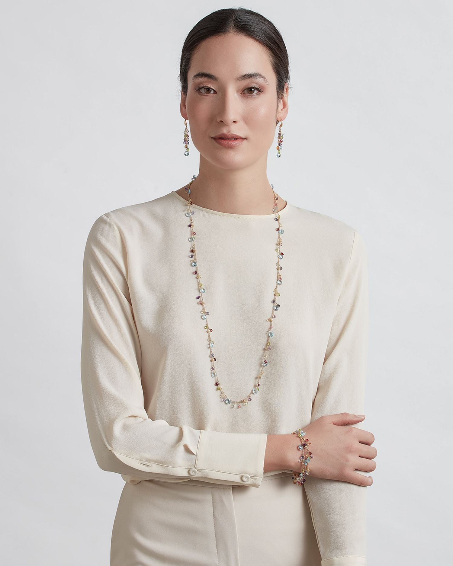 18K Yellow Gold Paradise Mixed Gemstone Drop Earrings