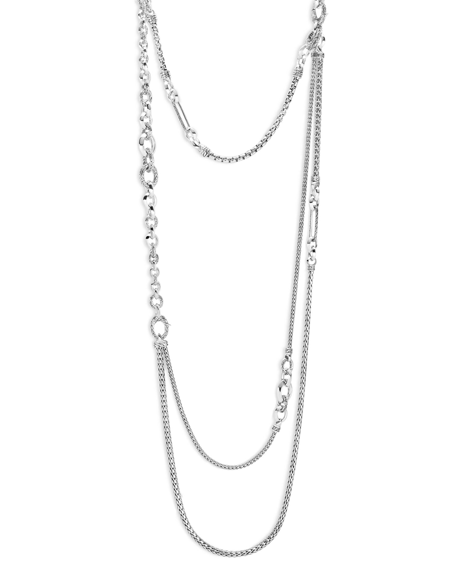 Sterling Silver Classic Chain Layered Necklace, 34'