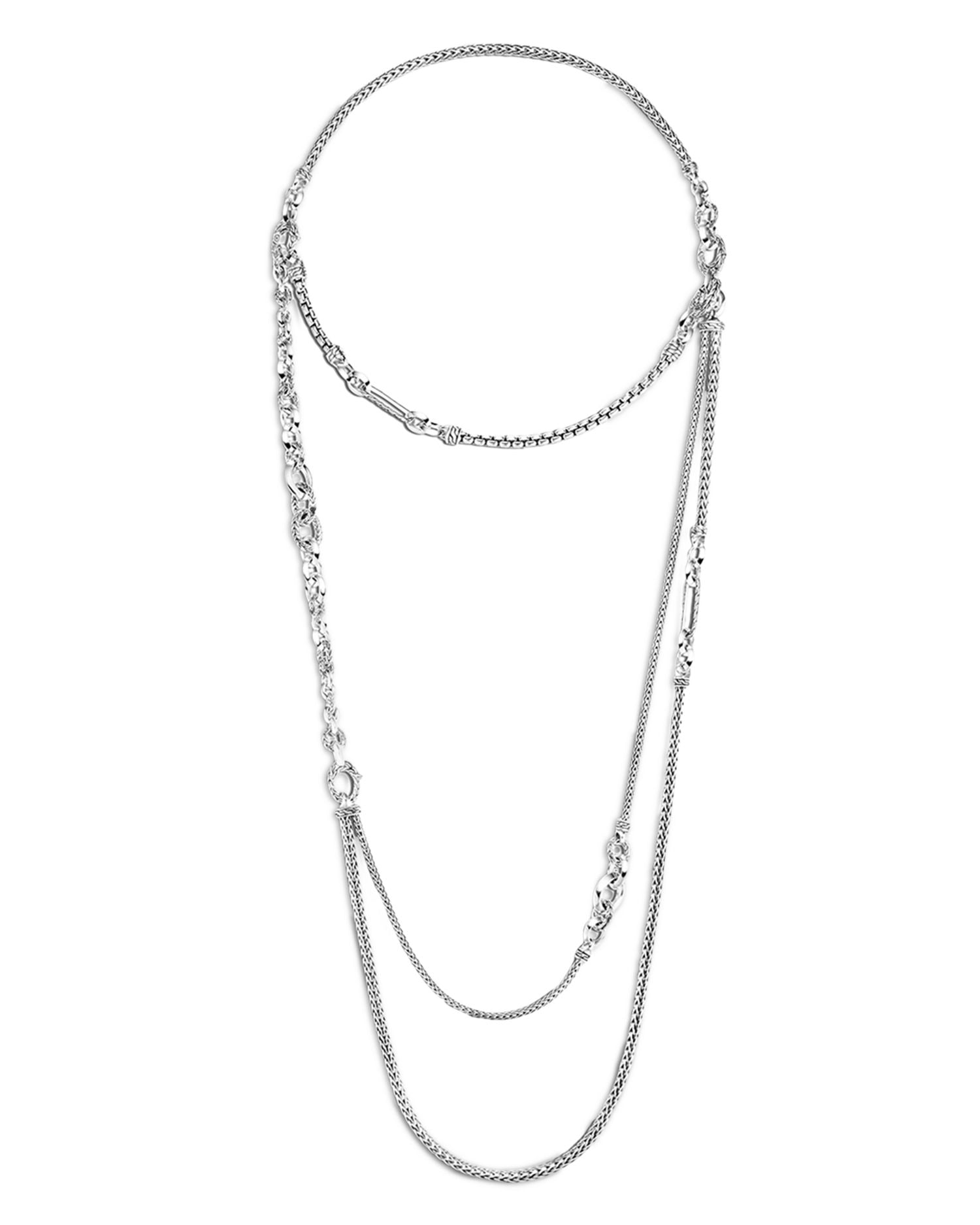 Sterling Silver Classic Chain Layered Necklace, 34'
