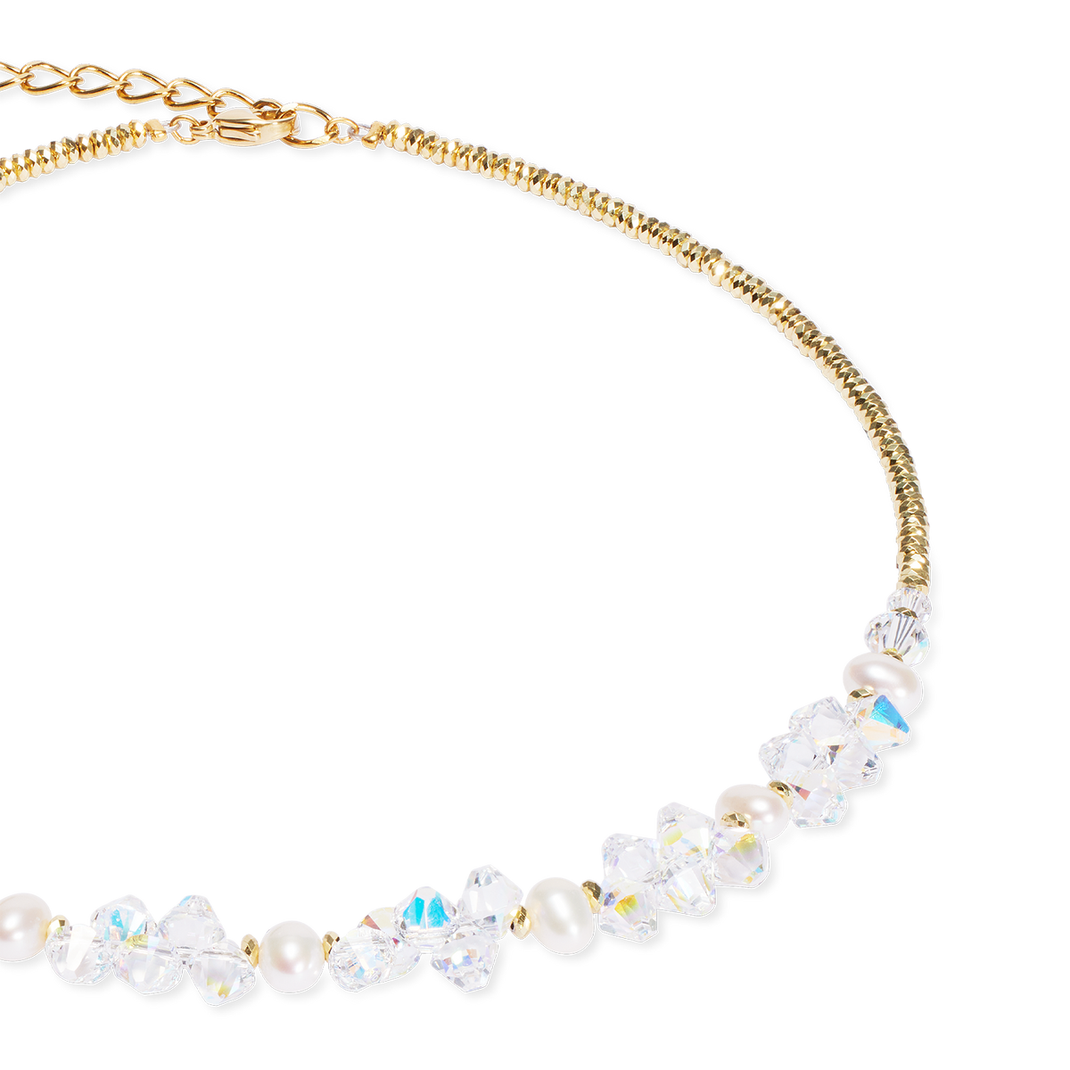 Necklace Dancing Crystals & Pearls gold