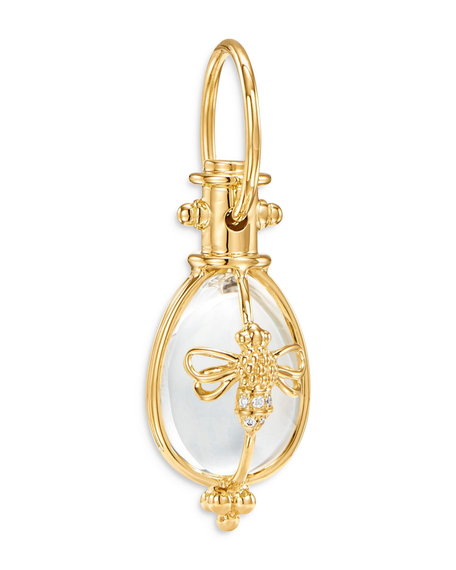 18K Yellow Gold Classic Bee Crystal & Diamond Amulet