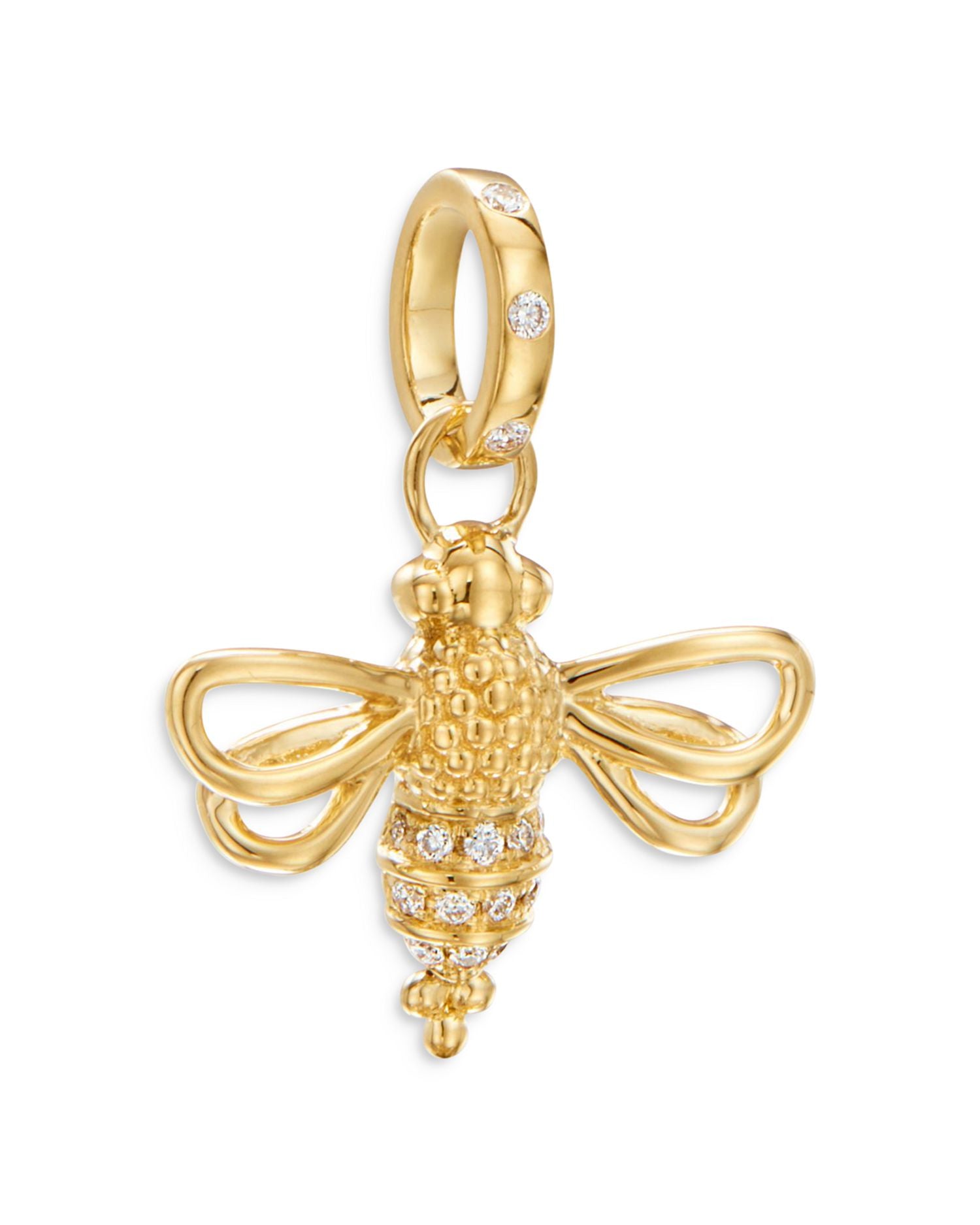 18K Yellow Gold Resting Bee Diamond Pendant