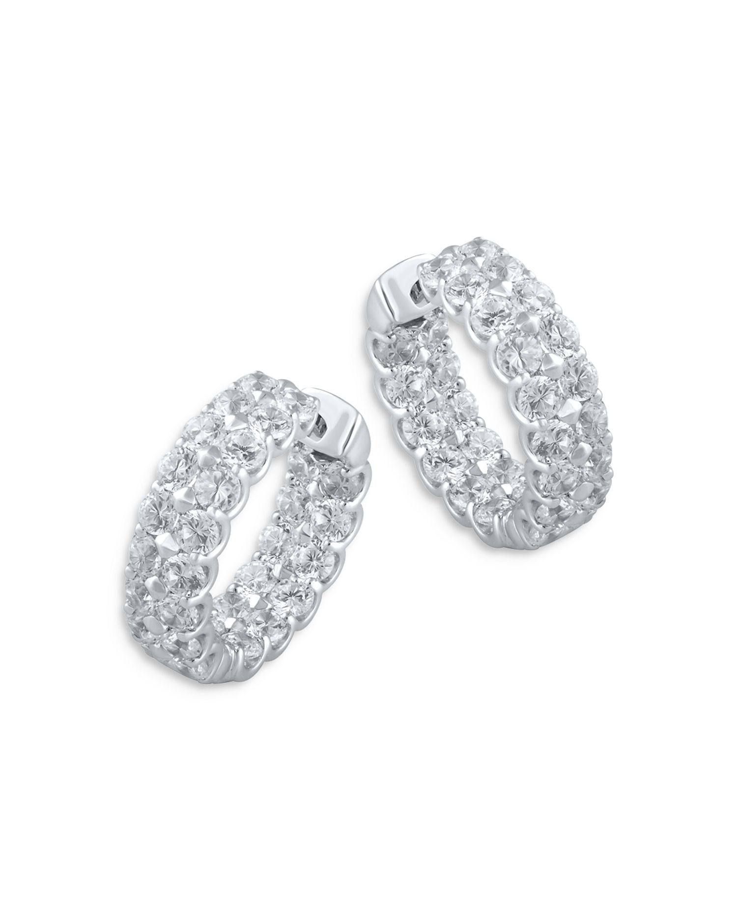 Diamond Inside Out Huggie Hoop Earrings in 14K White Gold, 5.0 - Exclusive