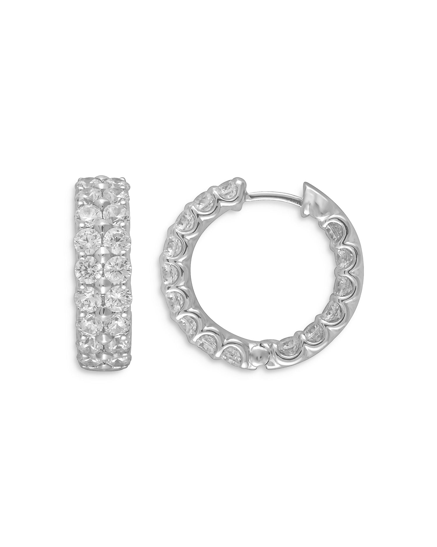 Diamond Inside Out Huggie Hoop Earrings in 14K White Gold, 5.0 - Exclusive