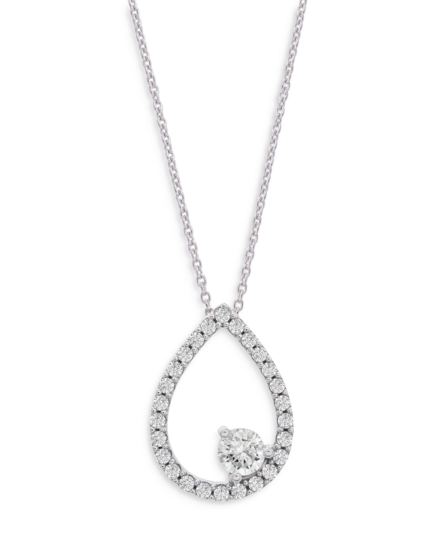 Diamond Teardop Pendant Necklace in 14K White Gold, 0.25 ct. t.w. - Exclusive