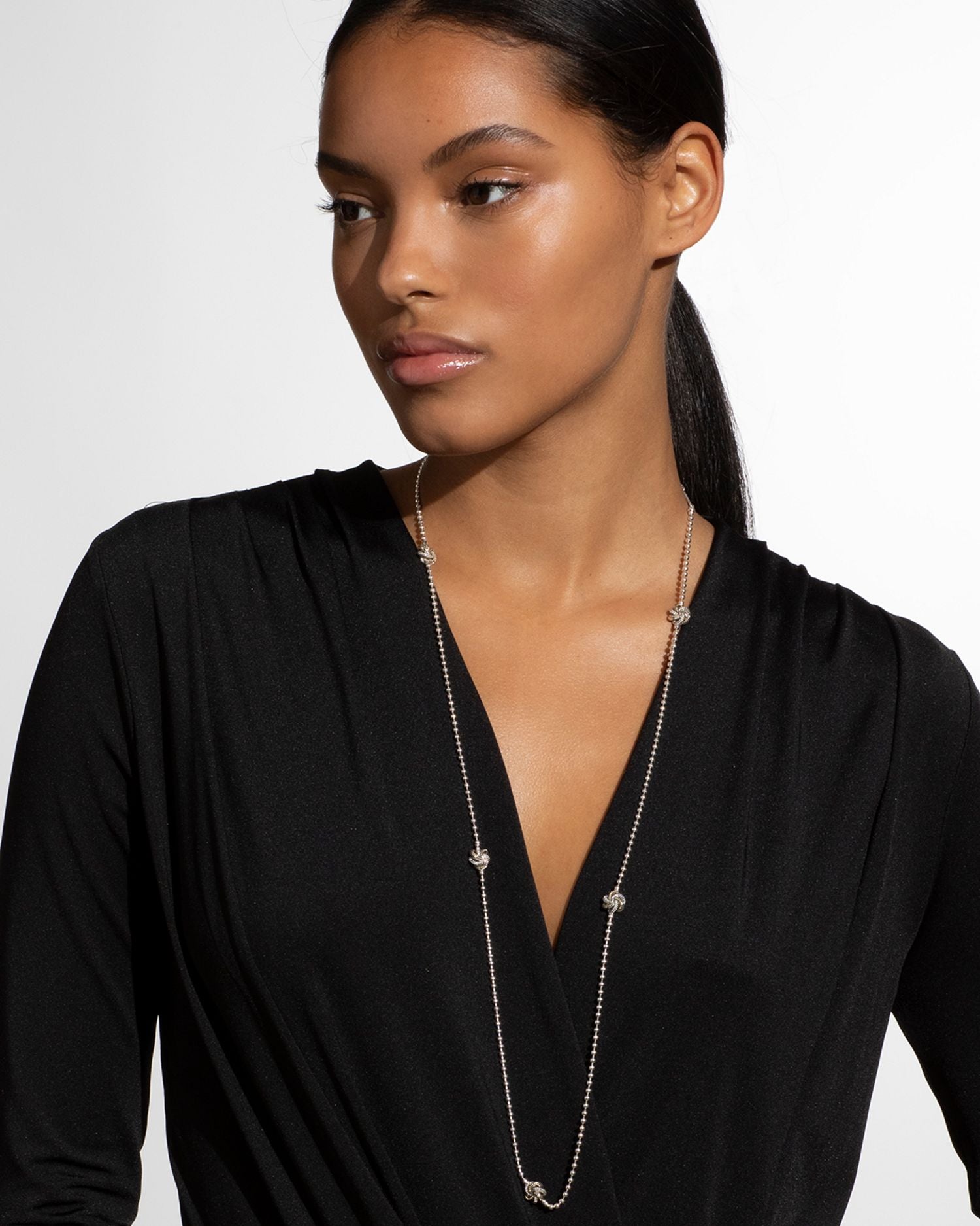 Sterling Silver & 18K Yellow Gold Love Knot Station Necklace, 34'