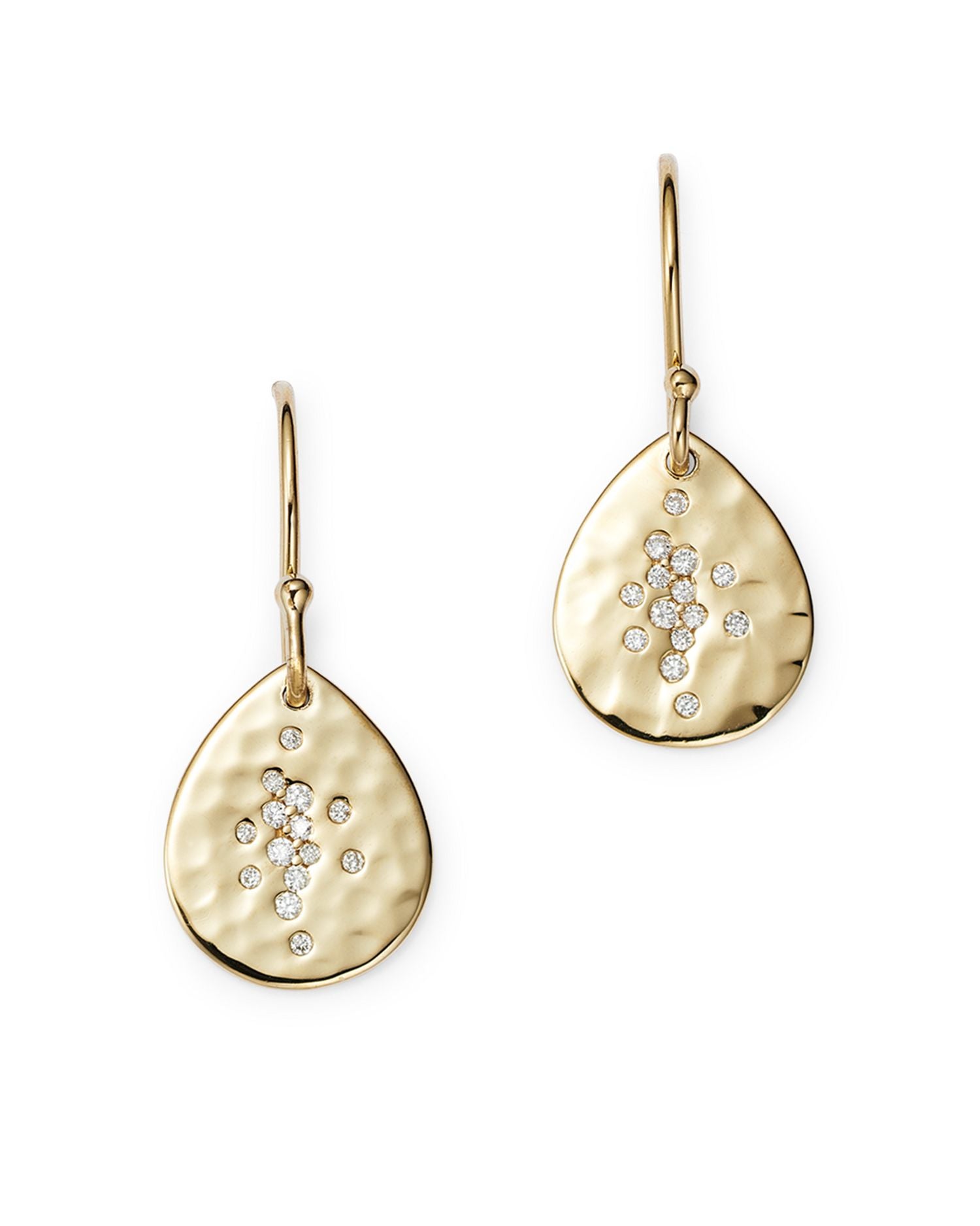 18K Yellow Gold Stardust Crinkle Diamond Teardrop Earrings
