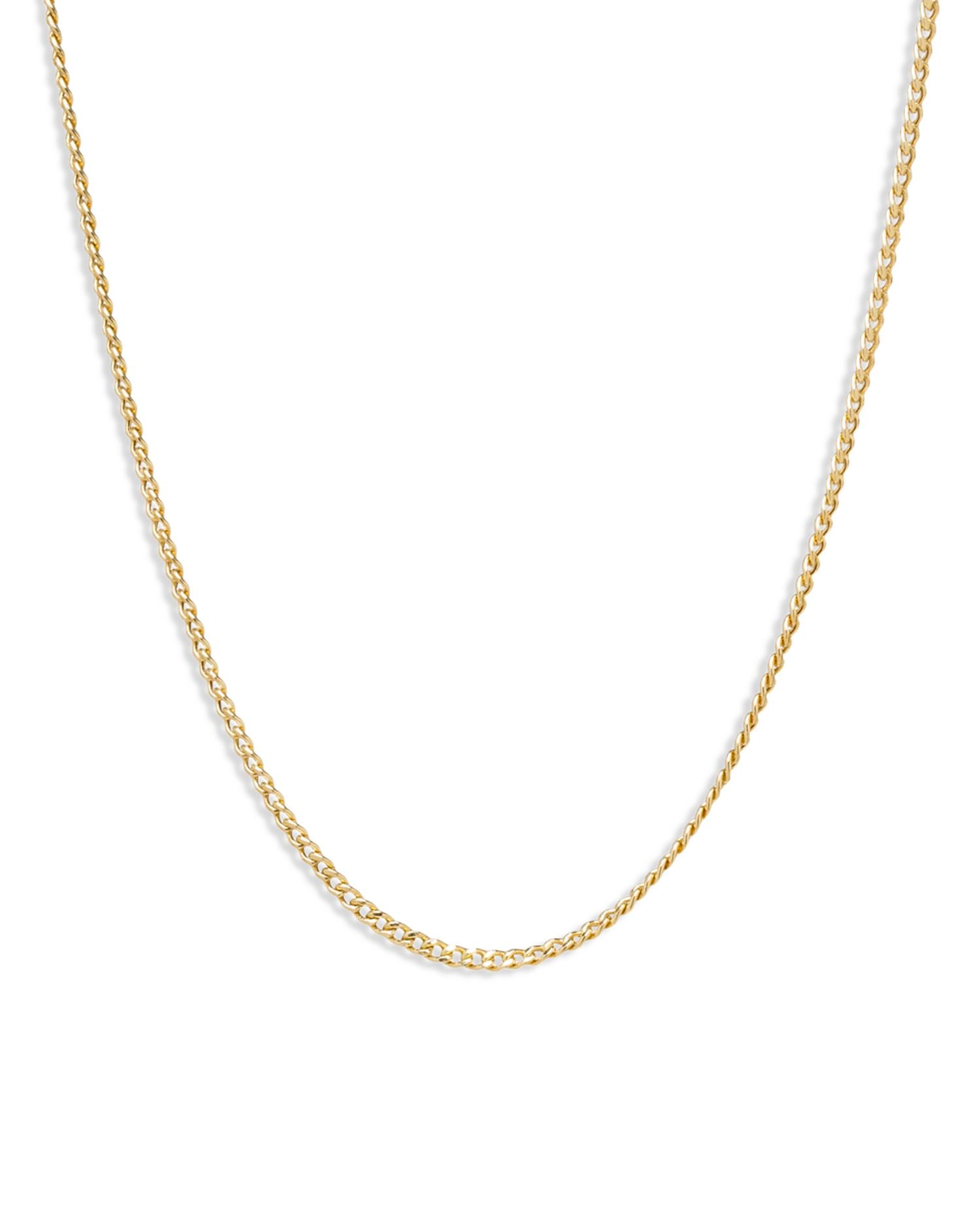 14K Yellow Gold Curb Link Chain Necklace, 18'