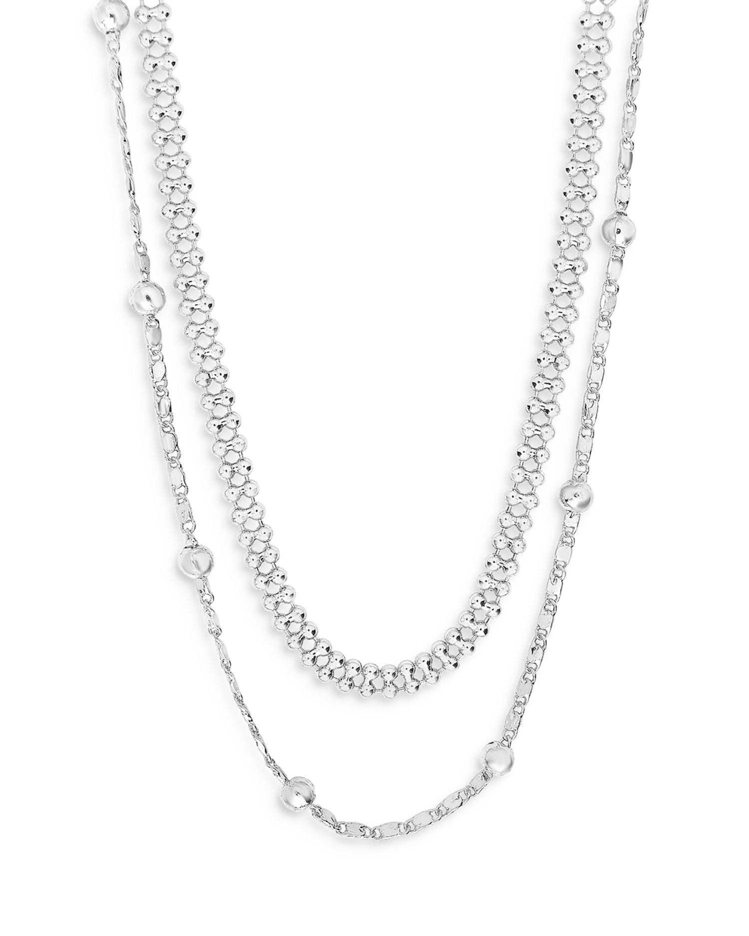 Double Layer Beaded Chain Necklace, 16"
