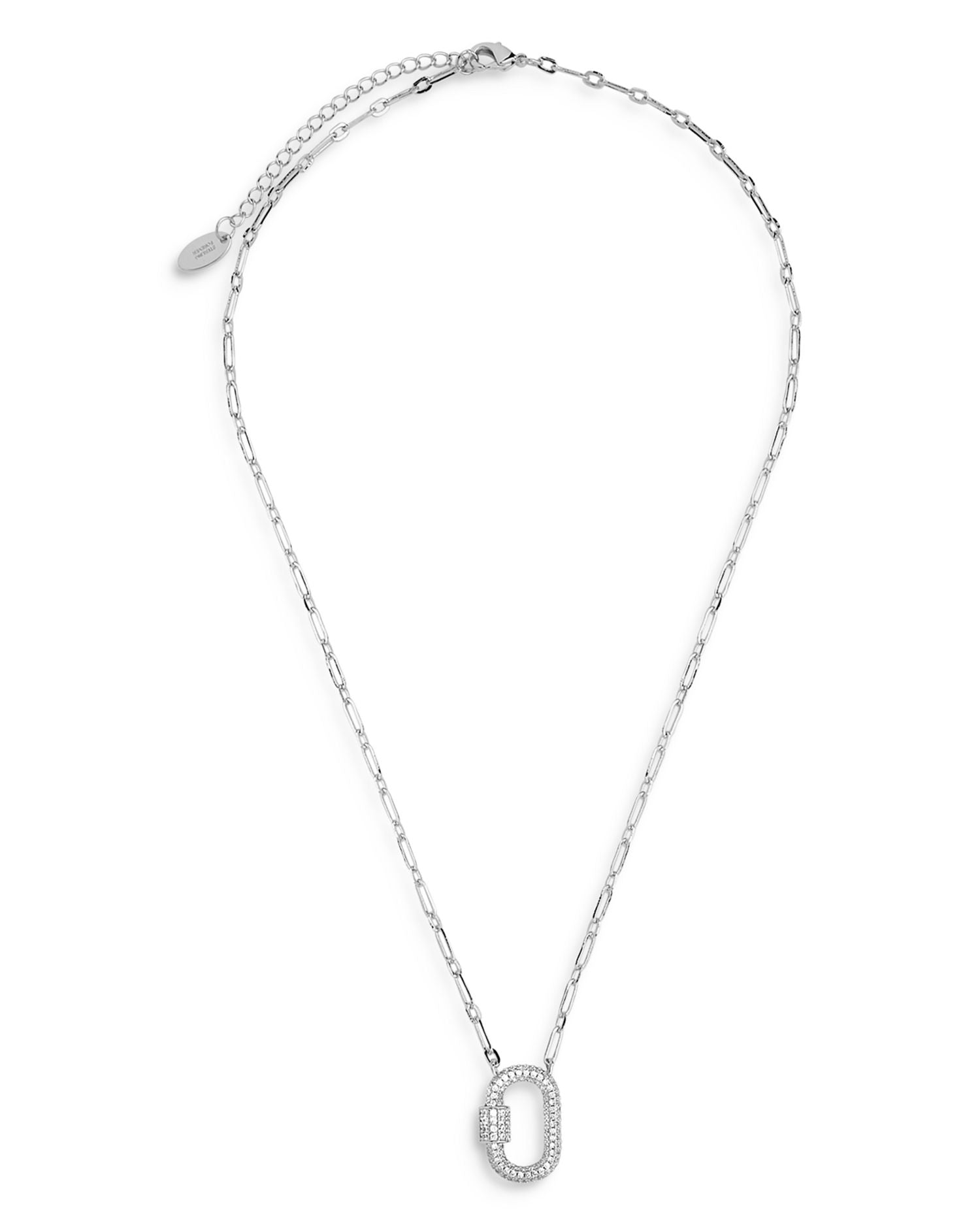 Pavé Carabiner Lock Pendant Necklace, 16'