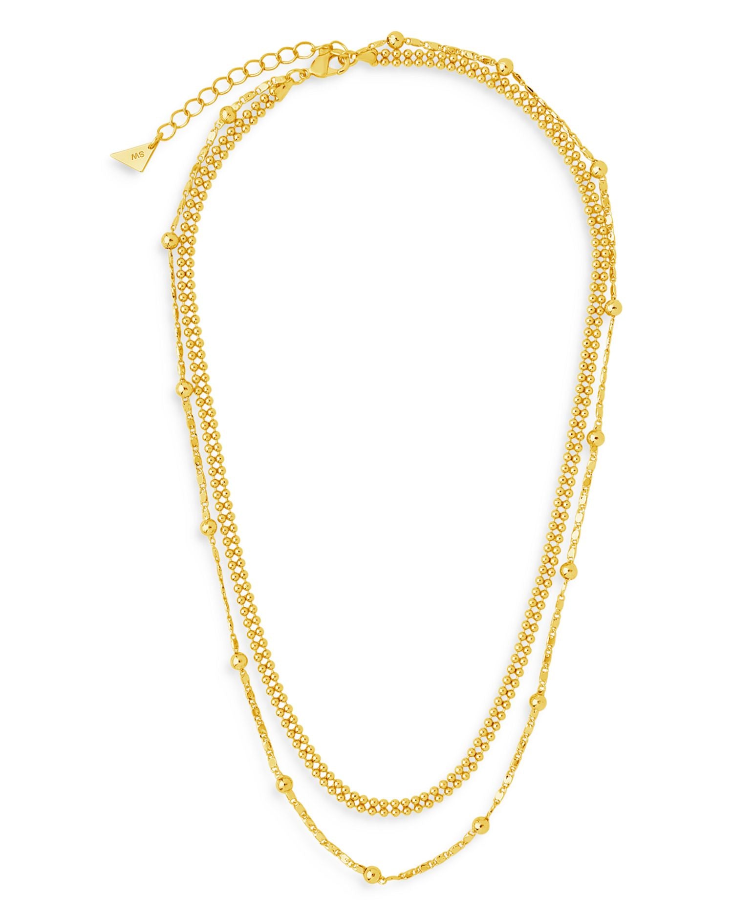 Double Layer Beaded Chain Necklace, 16"