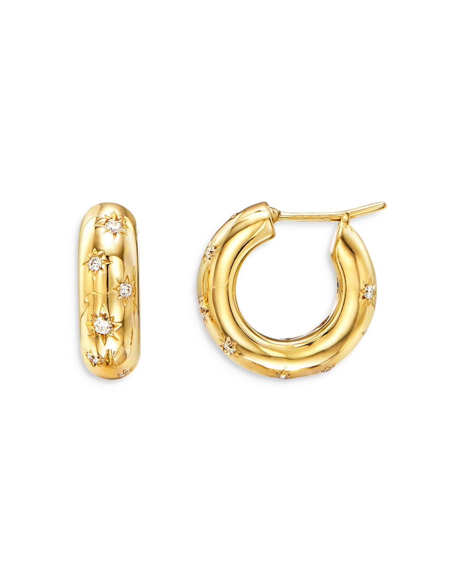 18K Yellow Gold Cosmos Diamond Hoop Earrings