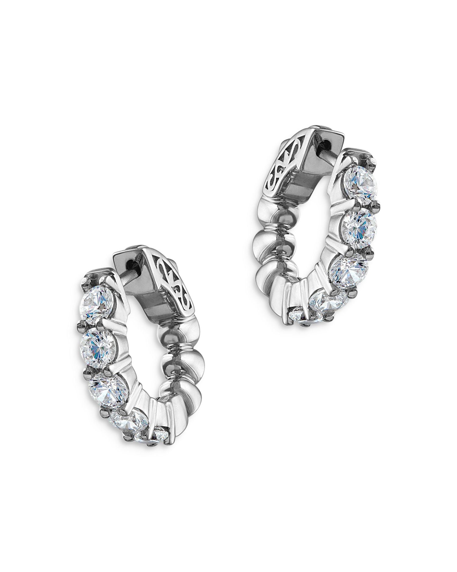 Diamond Huggie Hoop Earrings in 14K White Gold, 1.50 ct. t.w. - Exclusive