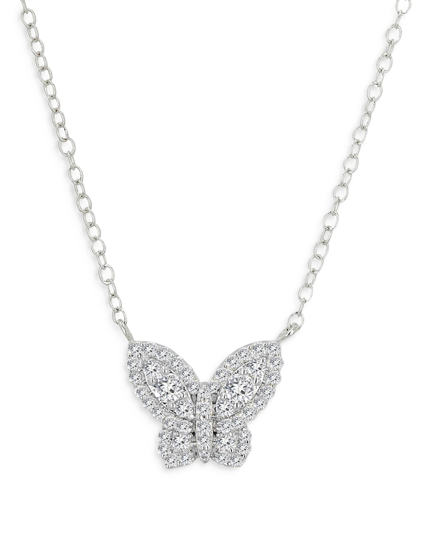 Diamond Butterfly Pendant Necklace in 14K White Gold, 0.35 ct. t.w. - Exclusive