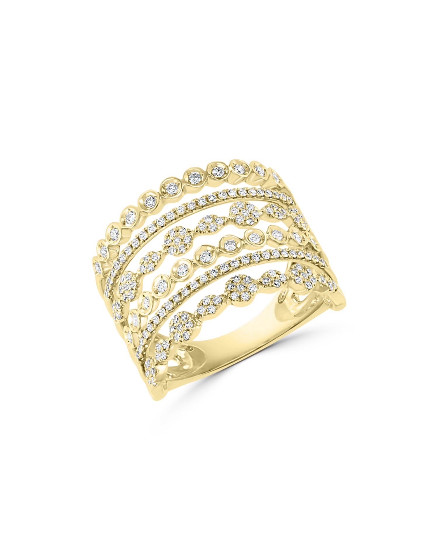 Diamond Multirow Openwork Statement Ring in 14K Yellow Gold, 0.55 ct. t.w. - Exclusive
