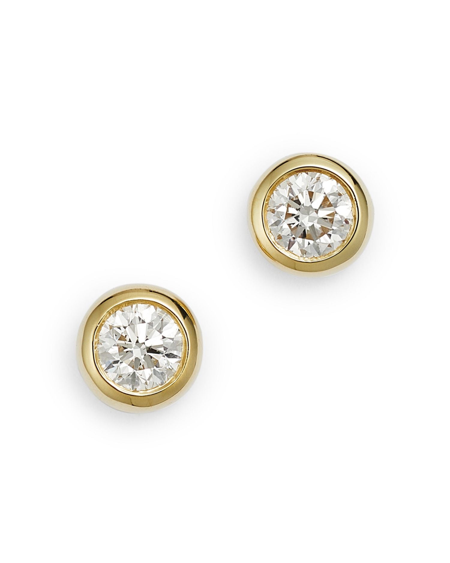 18K Yellow Gold Diamond Bezel Stud Earrings