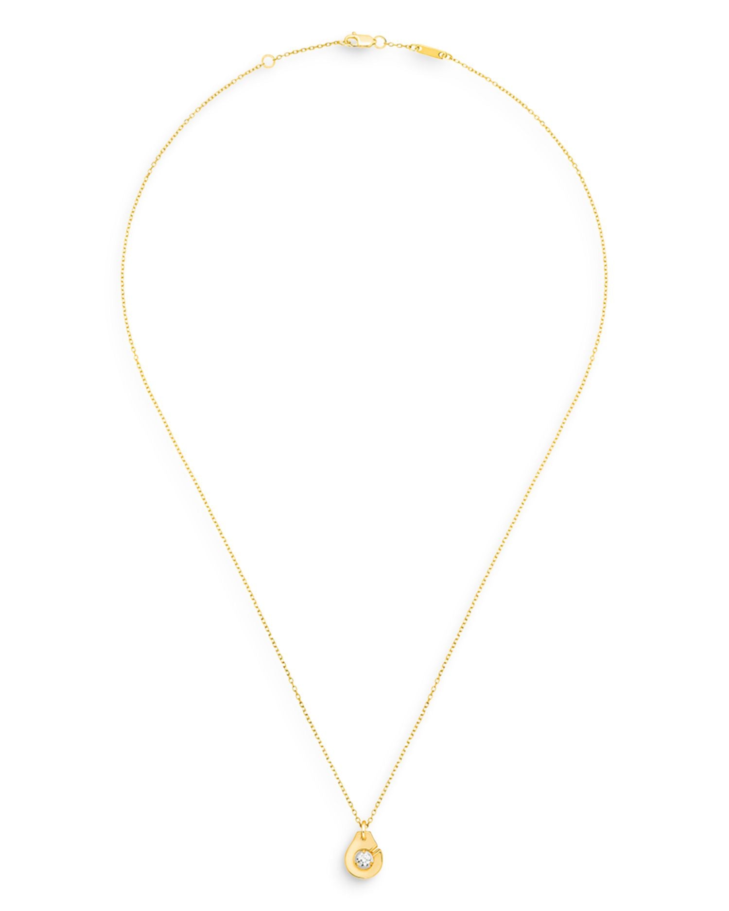18K Yellow Gold Menottes Pendant Necklace with Diamonds, 16.5'