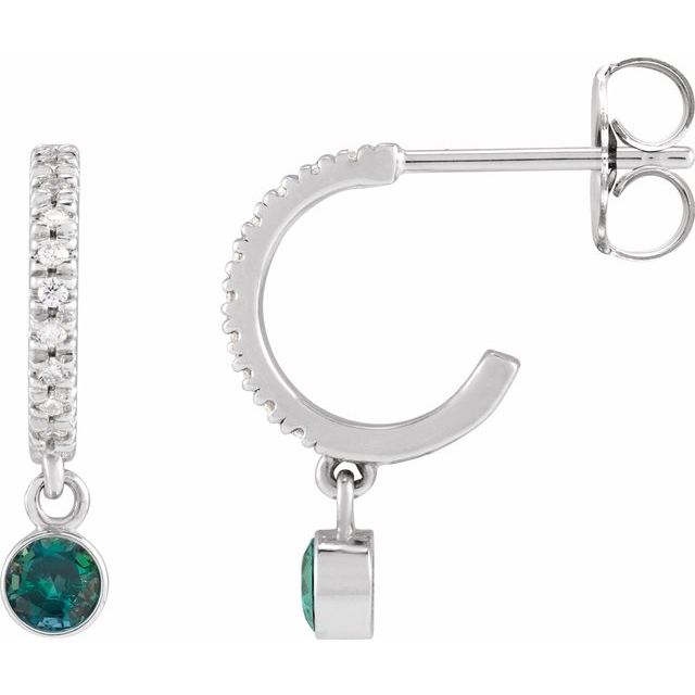 0.08Ct Lab-grown and Natural Diamond Hoop Earrings in 14K Rose Gold