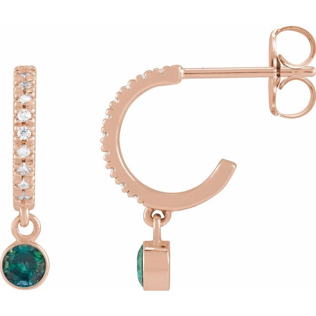 0.08Ct Lab-grown and Natural Diamond Hoop Earrings in 14K Rose Gold