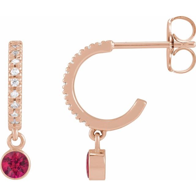 0.08Ct Lab-grown and Natural Diamond Hoop Earrings in 14K Yellow Gold