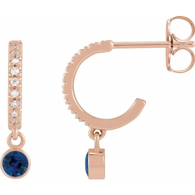 0.08Ct Lab-grown and Natural Diamond Hoop Earrings in 14K Rose Gold
