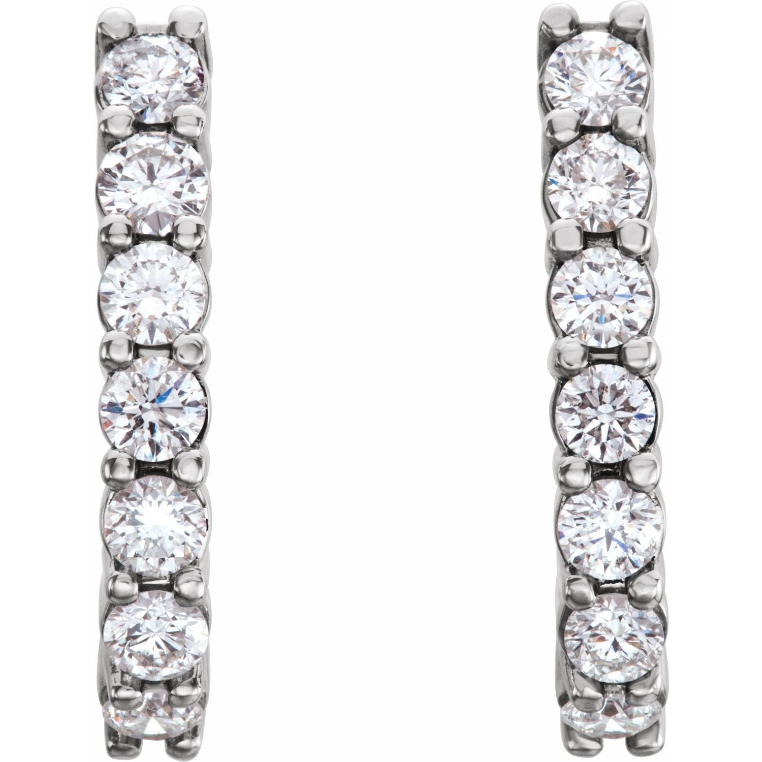 14K White Gold 1 1/4ct Lab-grown Diamond J-hoop Earrings Clarity SI Color G-H