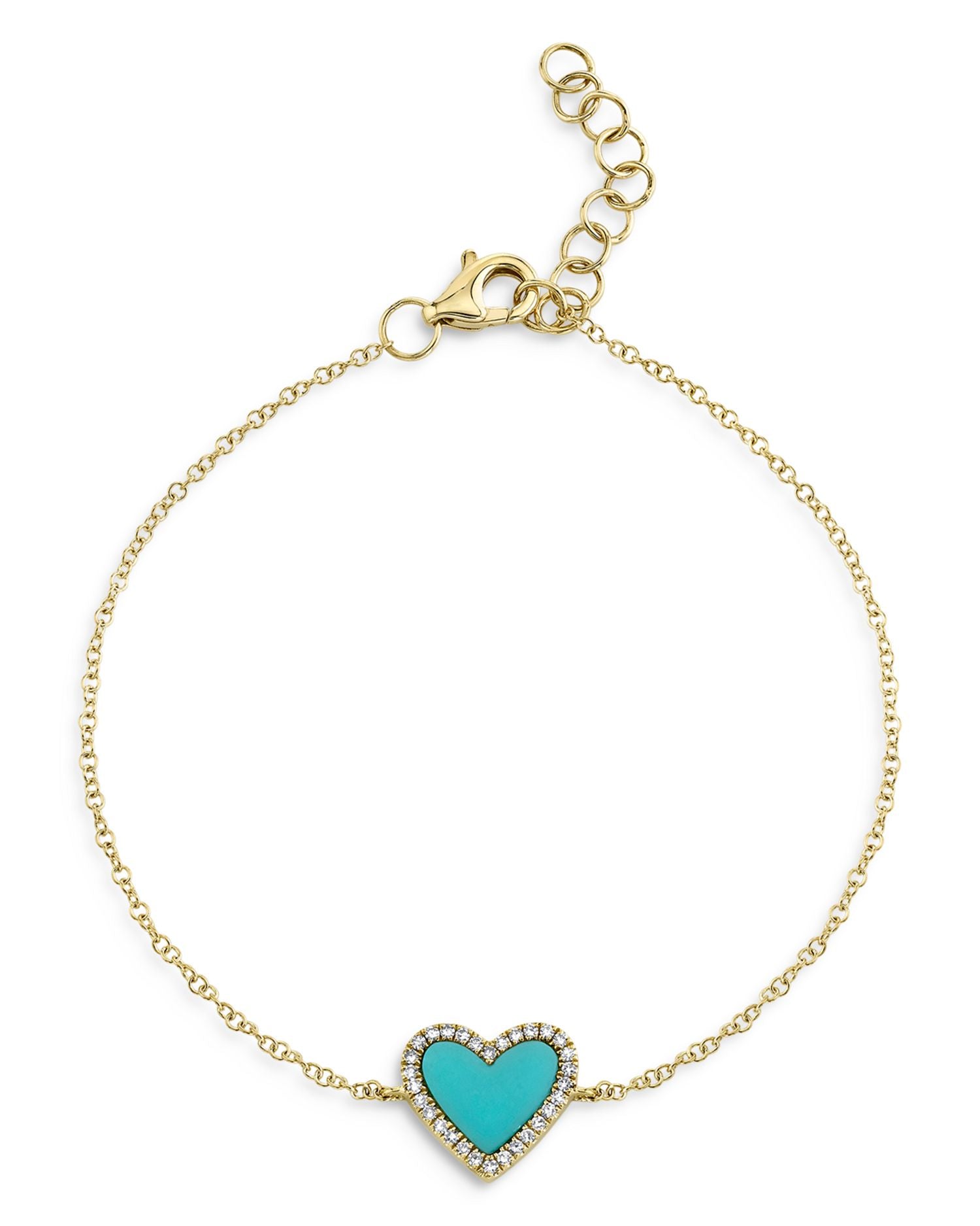 14K Yellow Gold Stone Heart & Diamond Bracelet Collection