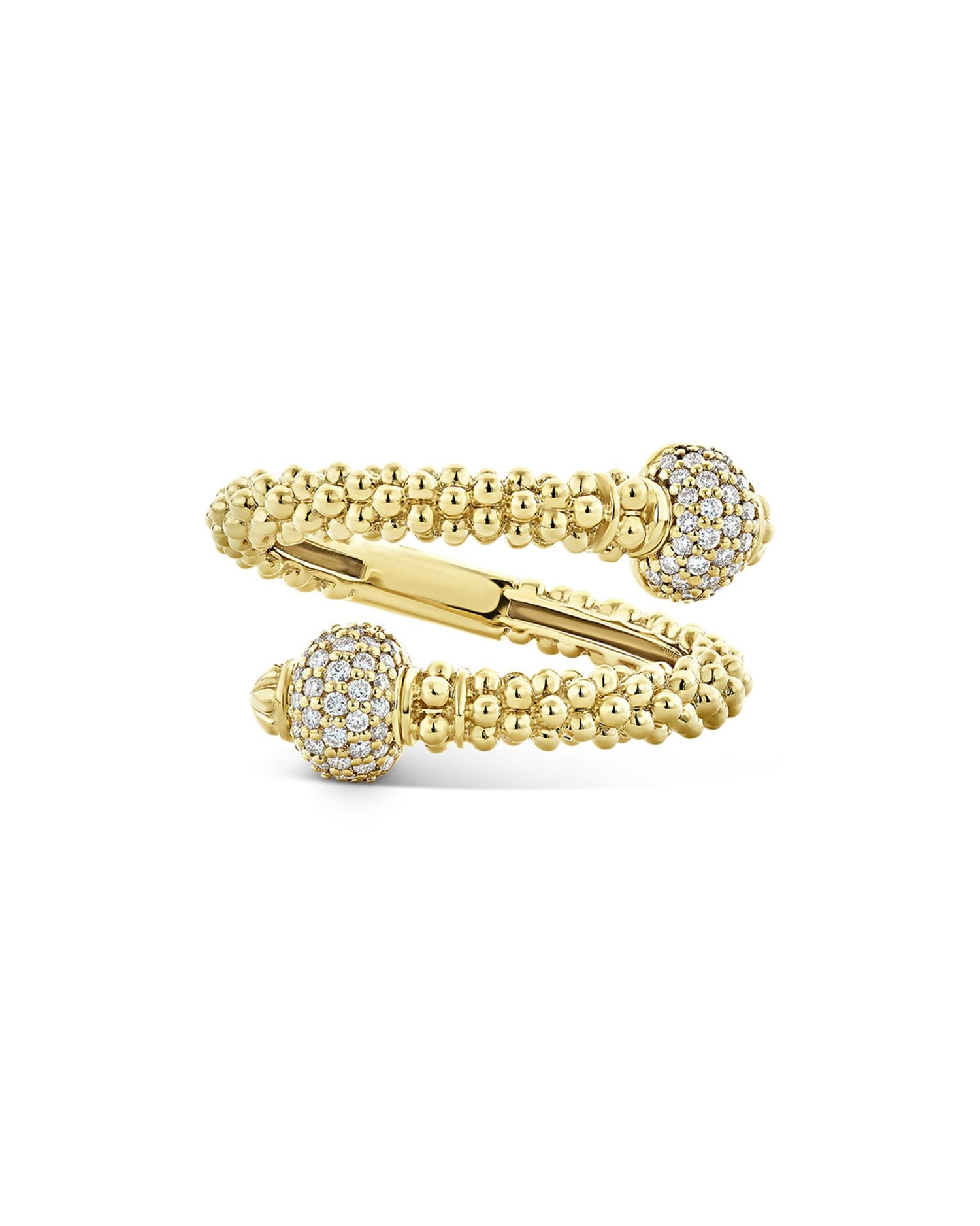 18K Yellow Gold Bypass Ring with Diamonds