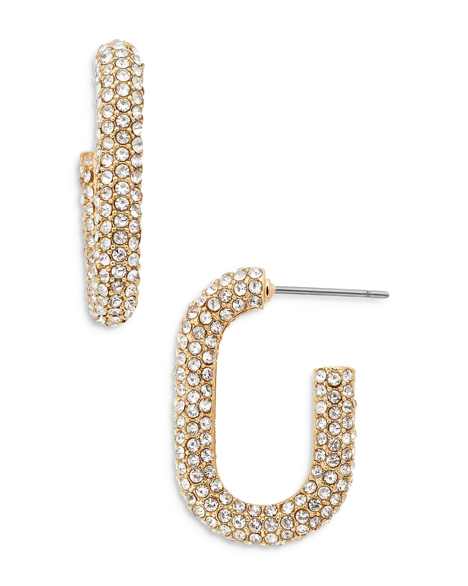 Sybil Pavé Oval Hoop Earrings in Gold Tone