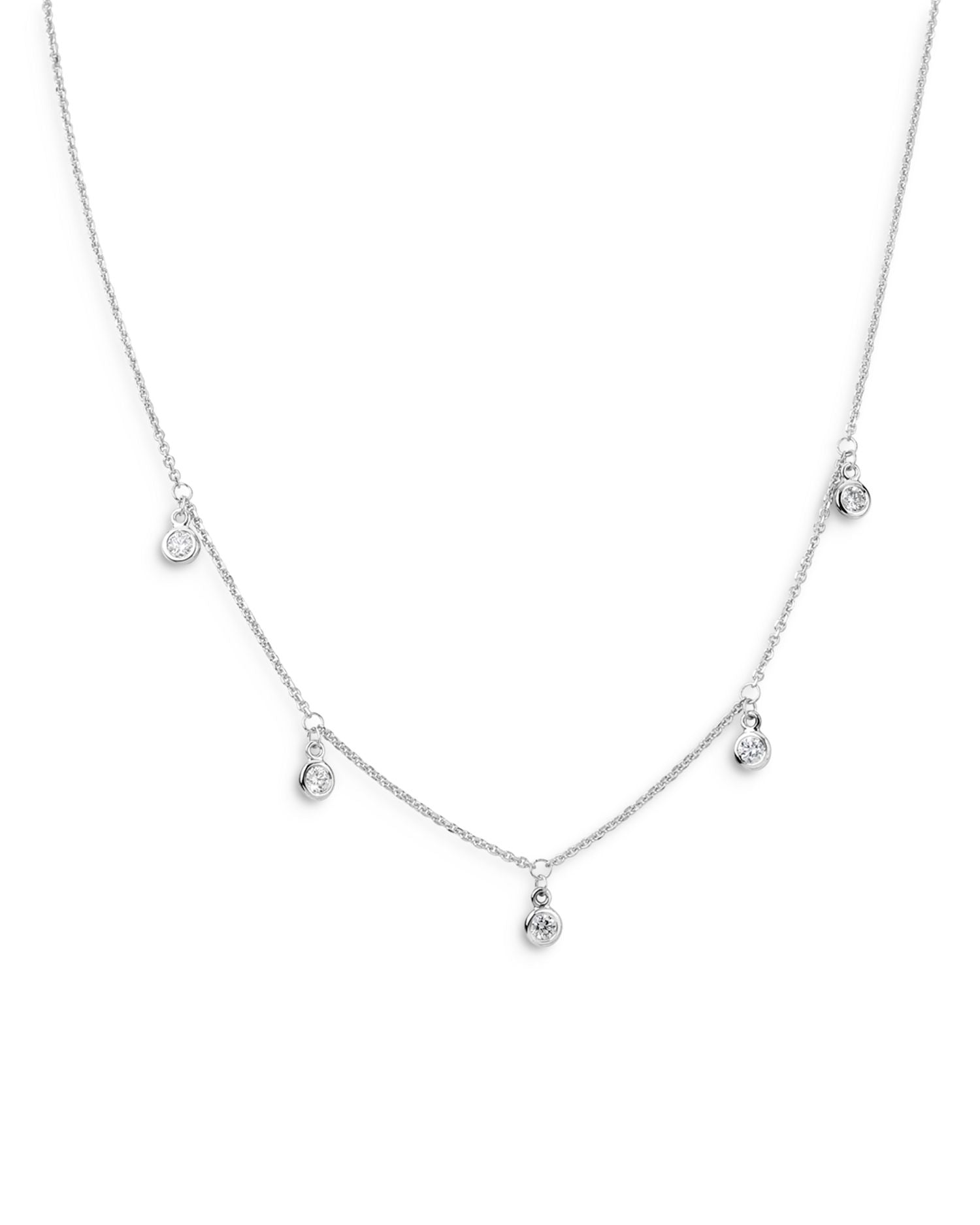 Diamond Droplet Station Necklace in 14K White Gold or 14K Yellow Gold, 0.30 ct. t.w. - Exclusive