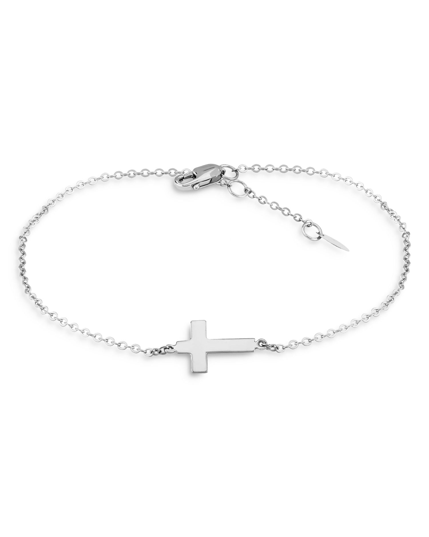 Small Cross Pendant Bracelet in 14K White Gold - Exclusive