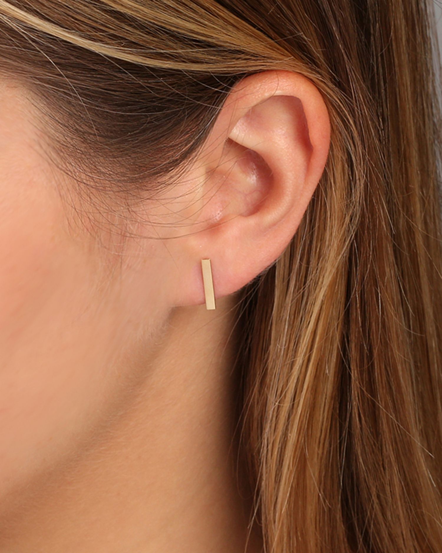 Gold Bar Earrings in 14K White, Yellow or Rose Gold - Exclusive