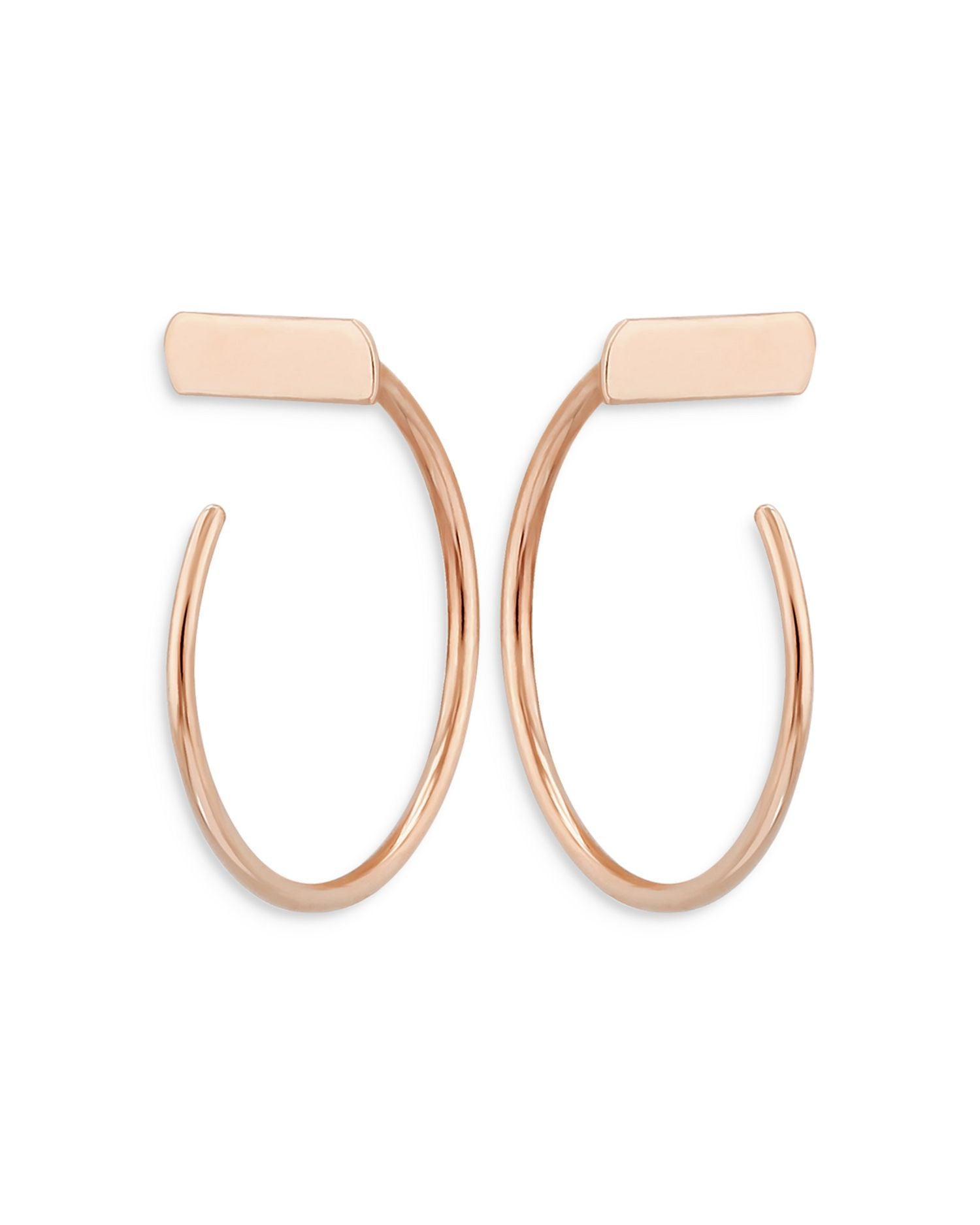 14K Rose Gold Bar Hoop Earrings - Exclusive