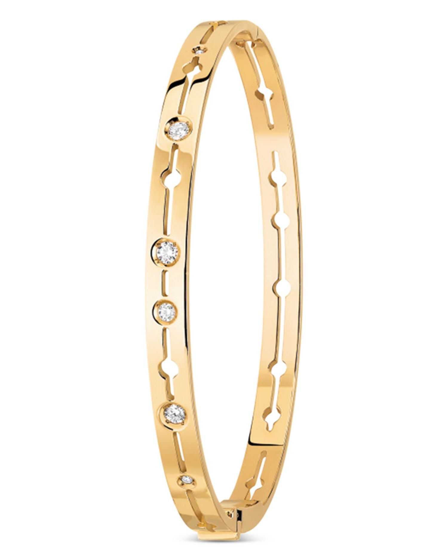 18K Yellow Gold Pulse Diamond Bangle Bracelet