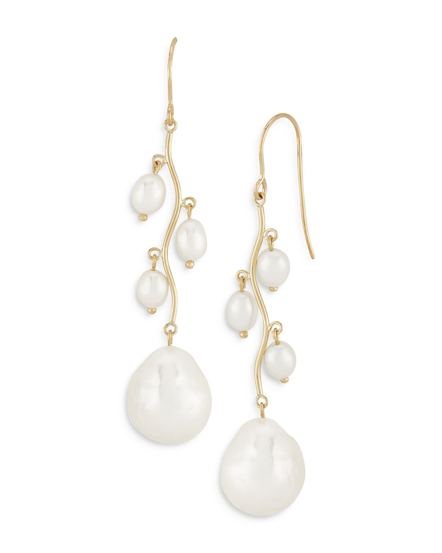 Cultured Freshwater & Baroque Pearl Drop Earrings in 14K Yellow Gold - Exclusive