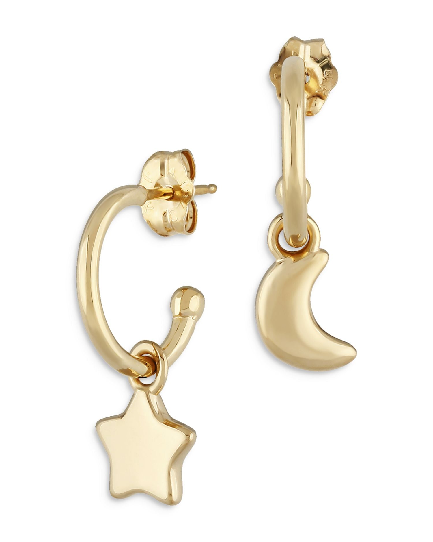Star & Moon Hoop Earrings in 14K Yellow Gold - Exclusive