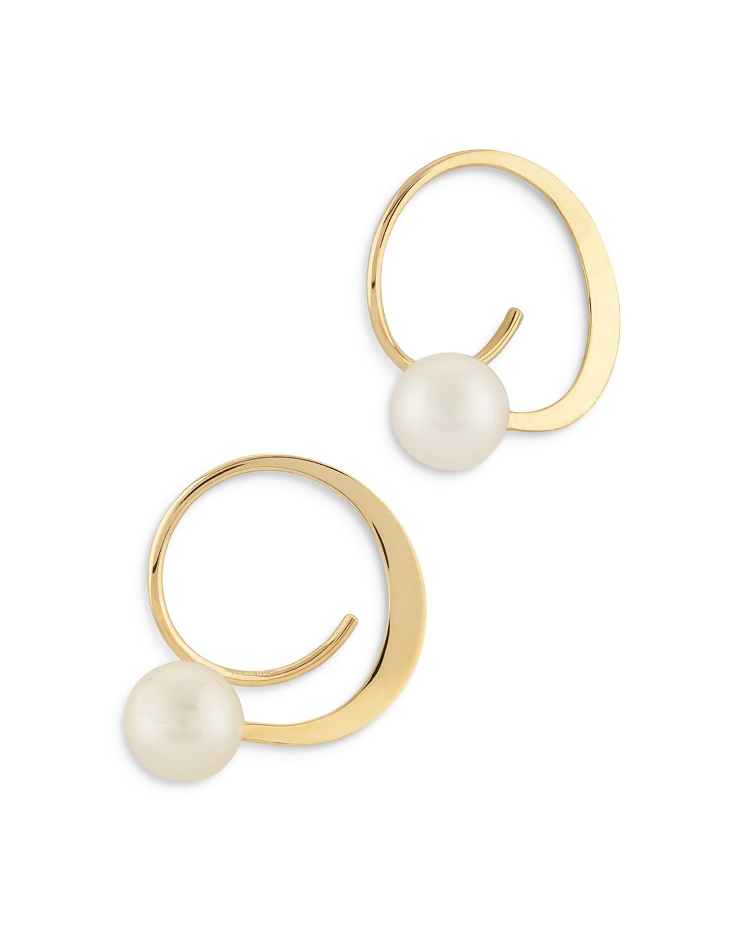 14K Yellow Gold Cuff Earrings with Cultured Freshwater Pearl - Exclusive