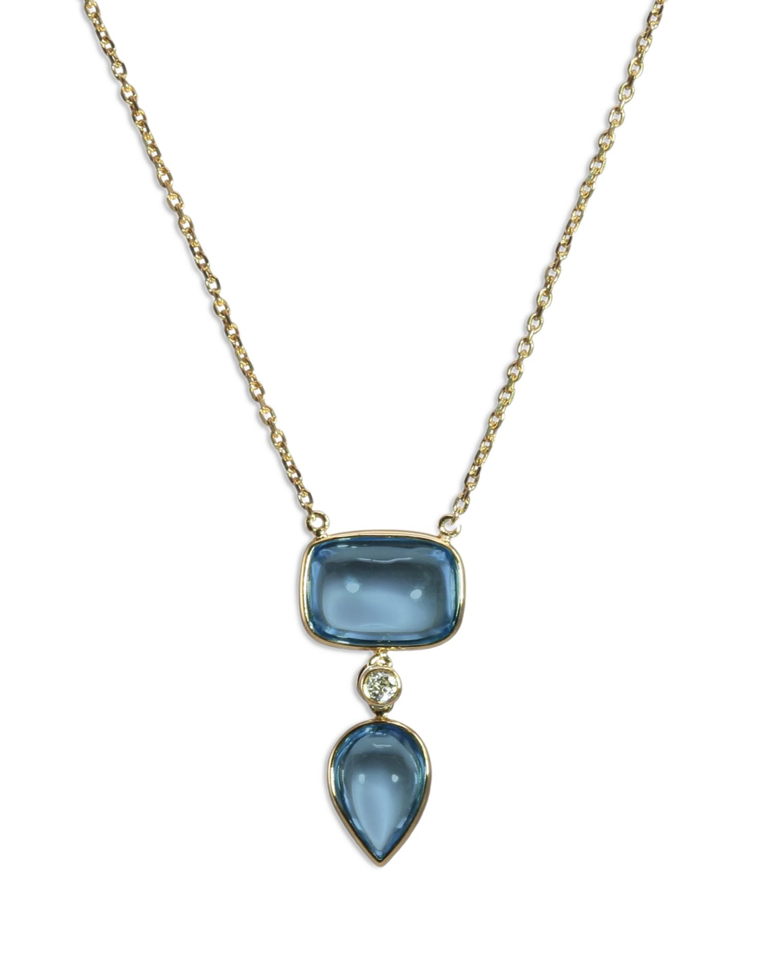 London Blue Topaz & Diamond Pendant Necklace in 14K Yellow Gold, 17' - Exclusive